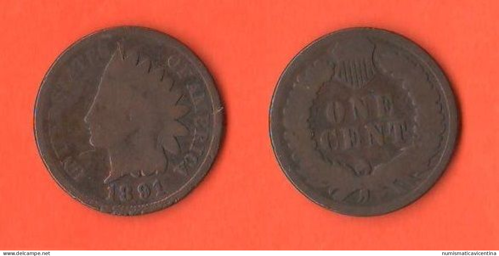 America  1 Cent 1891 USA One Cent America Bronze Coin   XXX - Herdenking