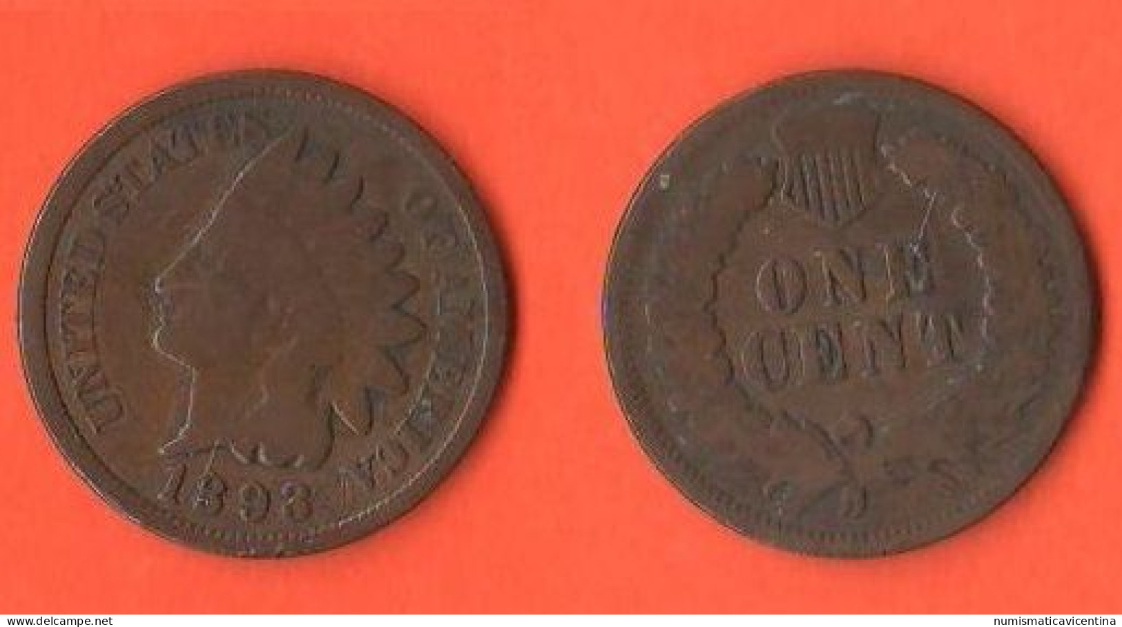 America  1 Cent 1893 USA One Cent America Bronze Coin   XXX - Commemoratifs