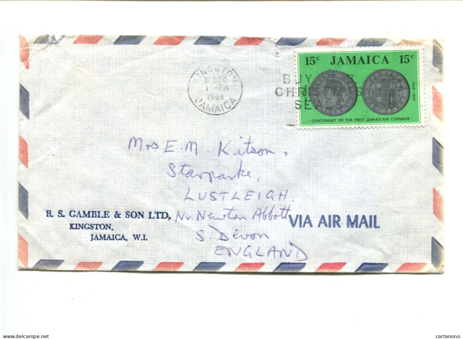 JAMAIQUE - Affranchissement Seul Sur Lettre - Monnaies - Jamaica (1962-...)