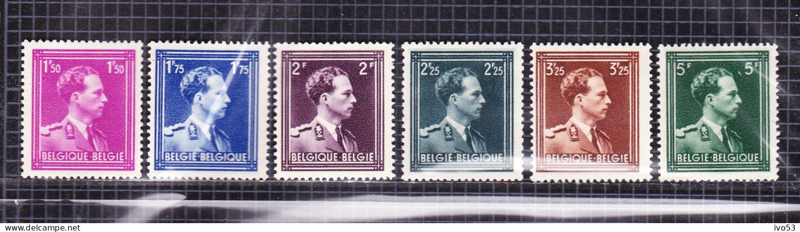 1943 Nr 641-46* Met Scharnier,zegel Uit Reeks Leopold III.OBP 4,5 Euro. - 1936-1957 Open Kraag