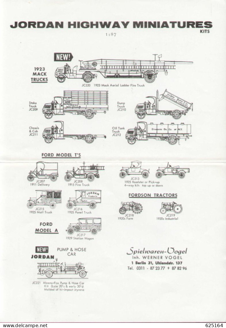 Catalogue VOGEL Berlin 1979 Jordan Miniatures- Ulrich Model Kits- Athearn-DDR-Wiking - German