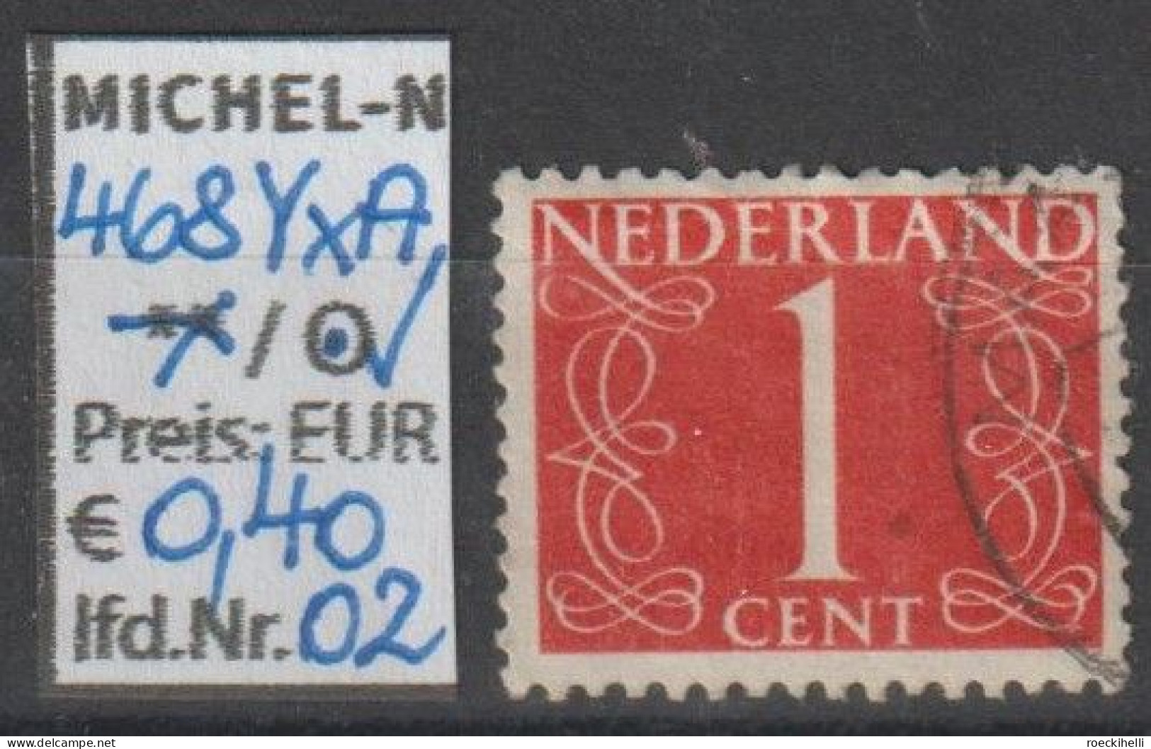 1946 - NIEDERLANDE - FM/DM "Ziffern-Zeichnung" 1 C Rot - O Gestempelt - S. Scan (468YxAo 01-04 Nl) - Gebruikt