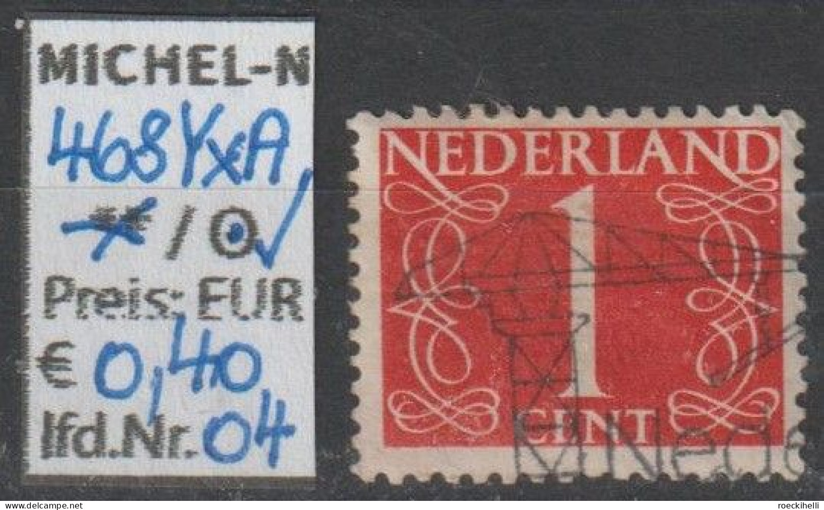 1946 - NIEDERLANDE - FM/DM "Ziffern-Zeichnung" 1 C Rot - O Gestempelt - S. Scan (468YxAo 01-04 Nl) - Gebruikt