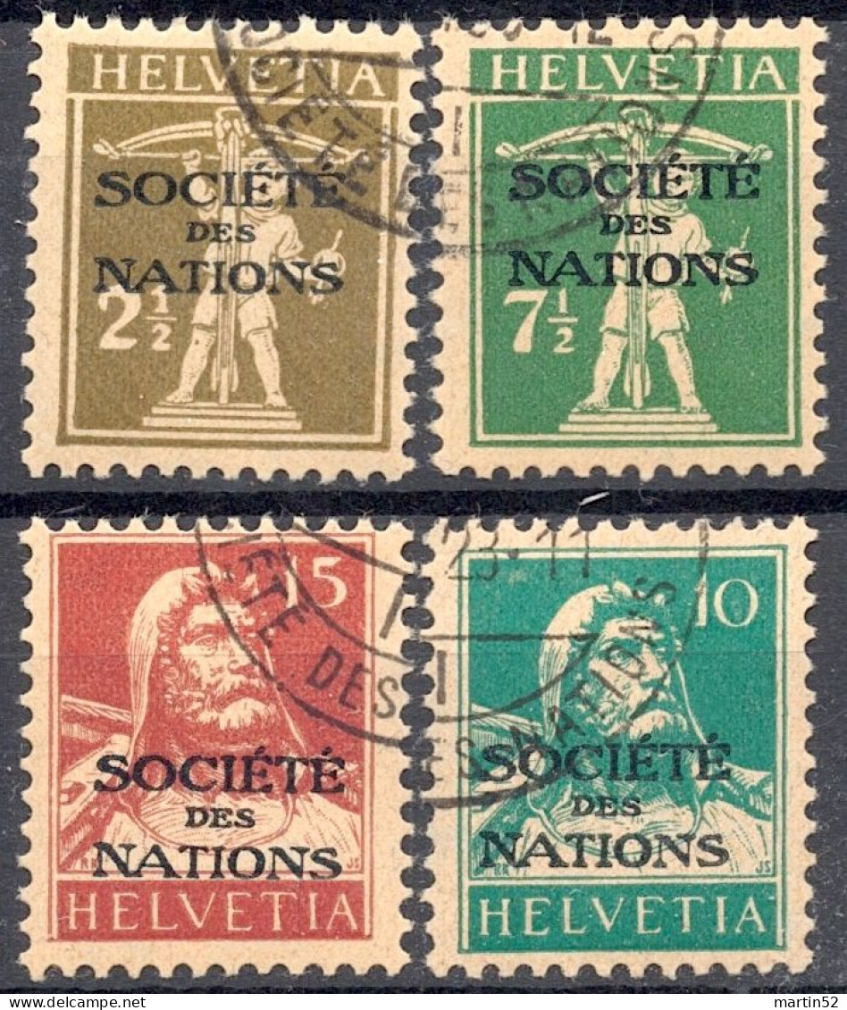 Schweiz Suisse 1928: Dienst III SOCIÉTÉ DES NATIONS (SdN) Zu N° 27-30 Mi-Nr. 26+30-33 Mit O GENÈVE (Zu CHF 6.50) - Service