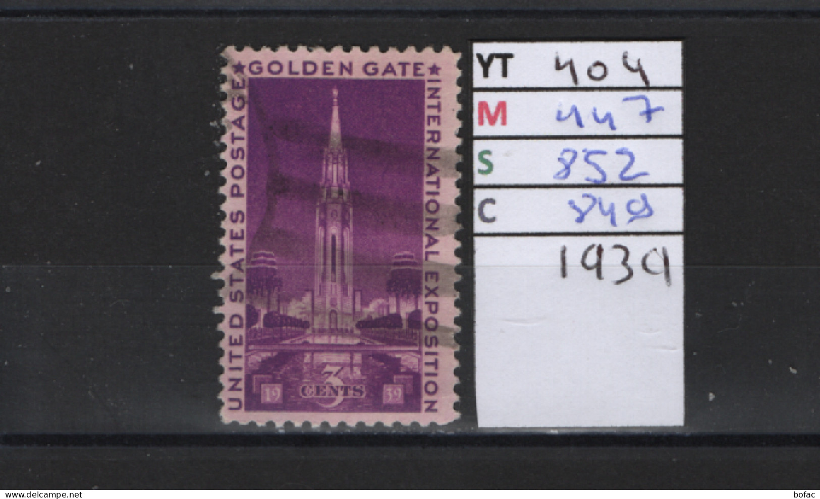PRIX FIXE Obl 404 YT 447 MIC 852 SCO 849 GIB  Tour Du Soleil Golden Gate 1939 Etats Unis 58A/02 - Used Stamps