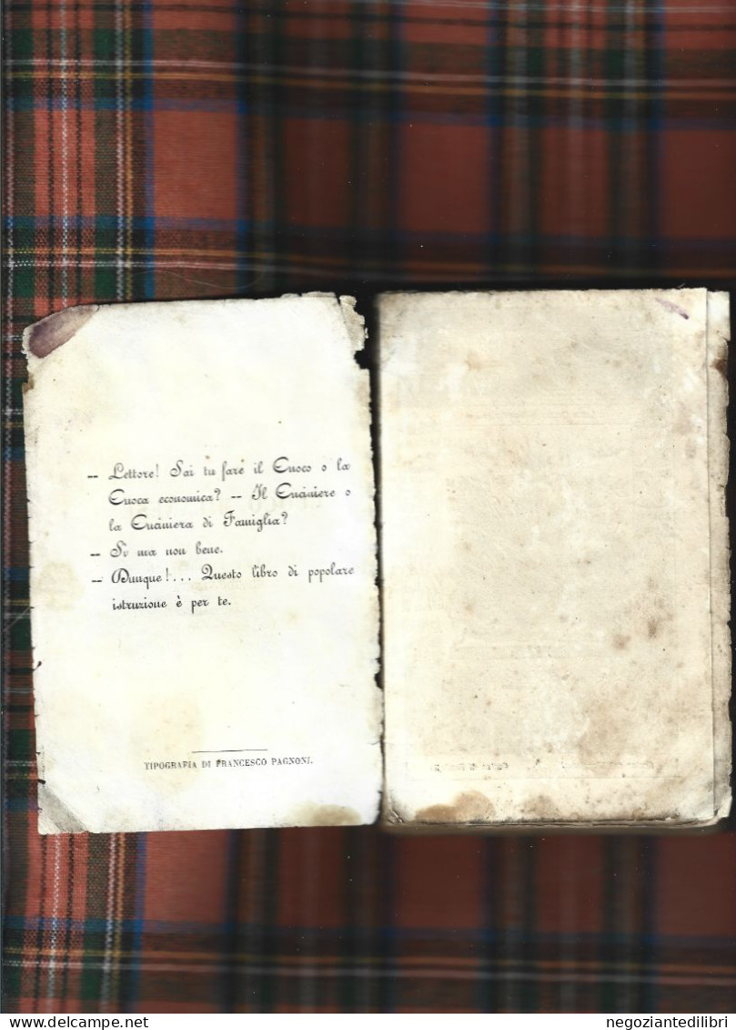 Manuale Di Cucina+A.V. IL CUOCO MILANESE E LA CUCINIERA PIEMONTESE.-Ed.F.Pagnoni Milano 1867 - Libros Antiguos Y De Colección