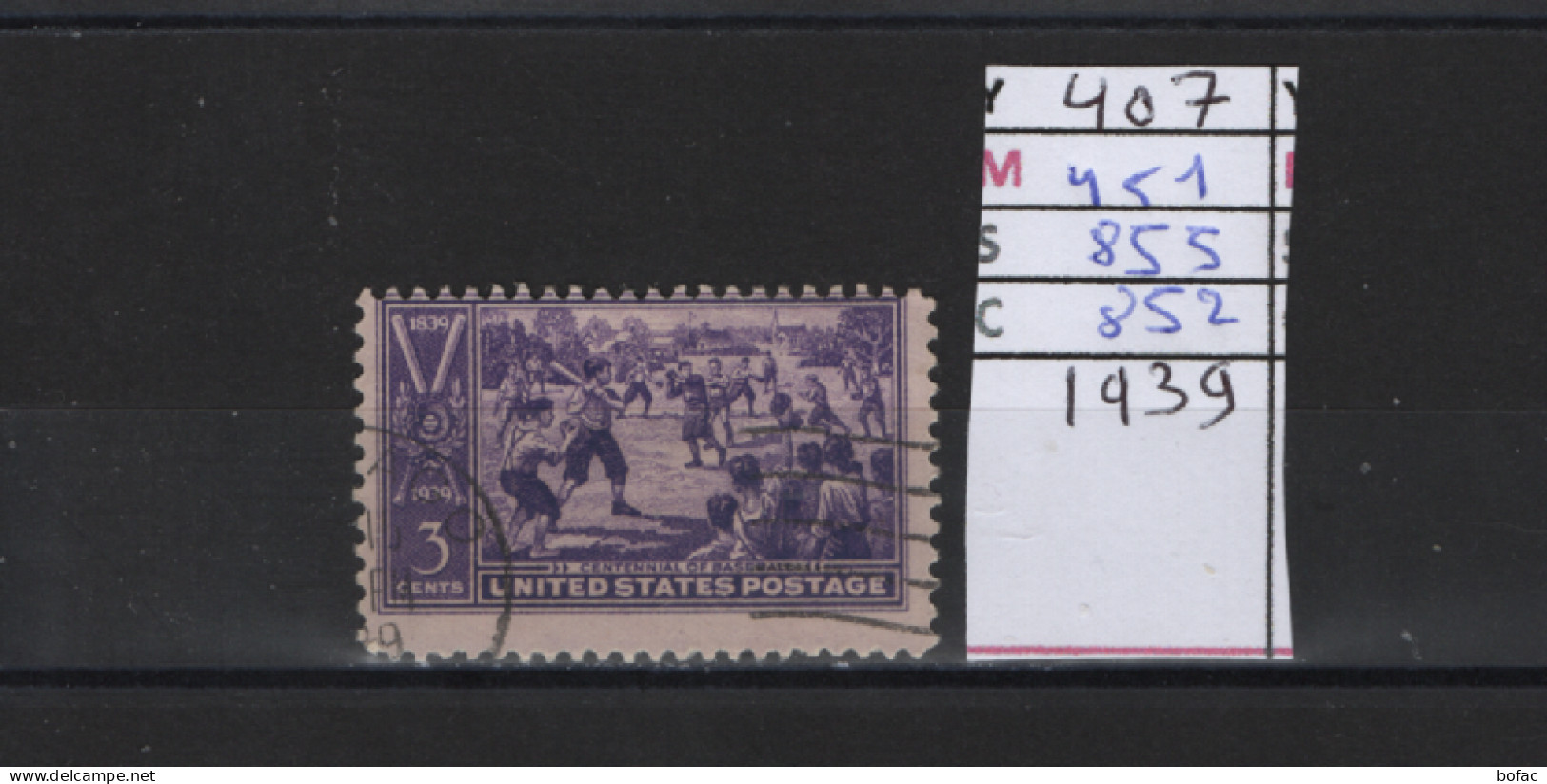 PRIX FIXE Obl 407 YT 451 MIC 855 SCO 852 GIB Base-ball 1939 Etats Unis 58A/02 - Used Stamps