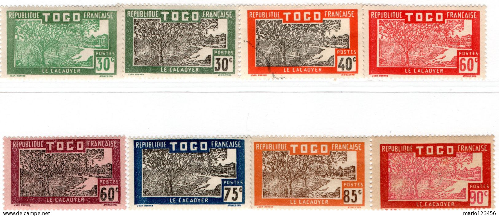 TOGO, FLORA, ALBERI DA CACAO, 1924-1938, FRANCOBOLLI NUOVI (MLH*) E USATI Scott:TG Vedi Tabella - Usati