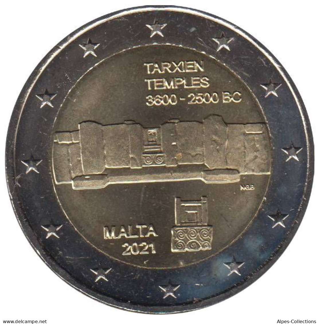 MA20021.1 - MALTE - 2 Euros Commémo. Temples De Tarxien - 2021 - Malte