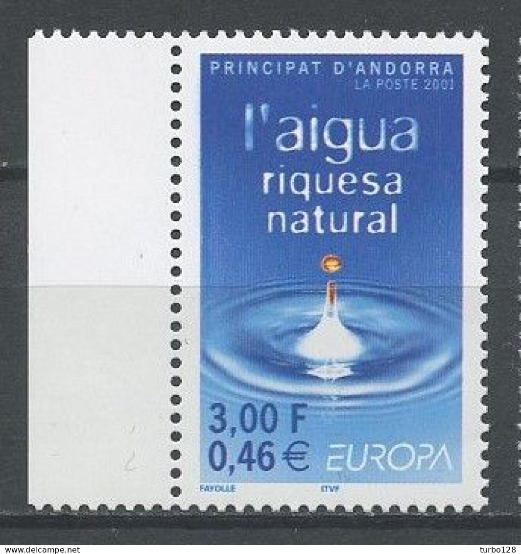 ANDORRE 2001 N° 546 ** Neufs MNH Superbes C 2.50 € L'eau Richesse Naturelle Composition Goutte Europa - Neufs