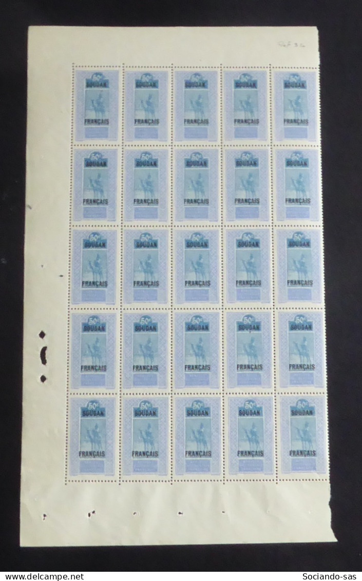 SOUDAN - 1921 - N°YT. 32 - Targui 50c Outremer - Bloc De 25 Bord De Feuille - Neuf Luxe ** / MNH - Unused Stamps