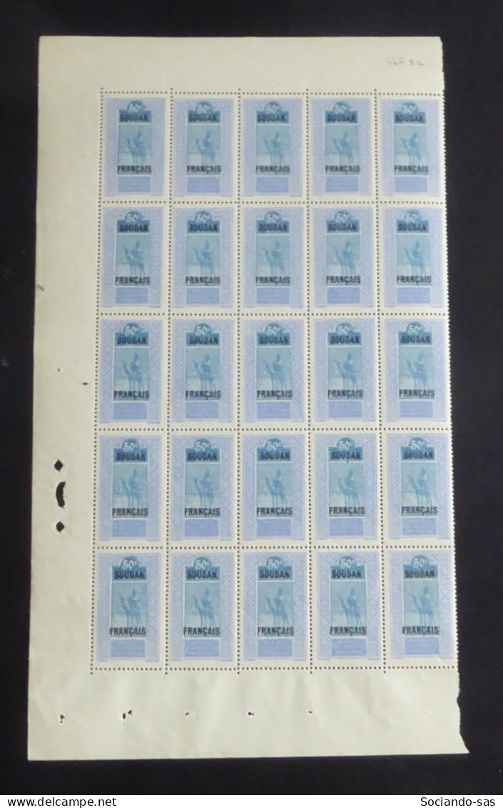 SOUDAN - 1921 - N°YT. 32 - Targui 50c Outremer - Bloc De 25 Bord De Feuille - Neuf Luxe ** / MNH - Neufs