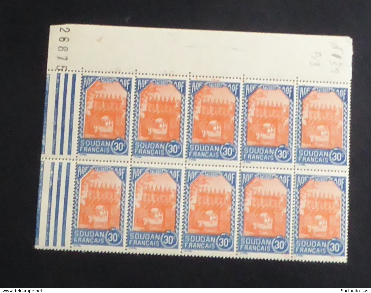 SOUDAN - 1943-44 - N°YT. 132 - Djenné 30c Bleu Et Rouge - Bloc De 10 Bord De Feuille - Neuf Luxe ** / MNH - Neufs