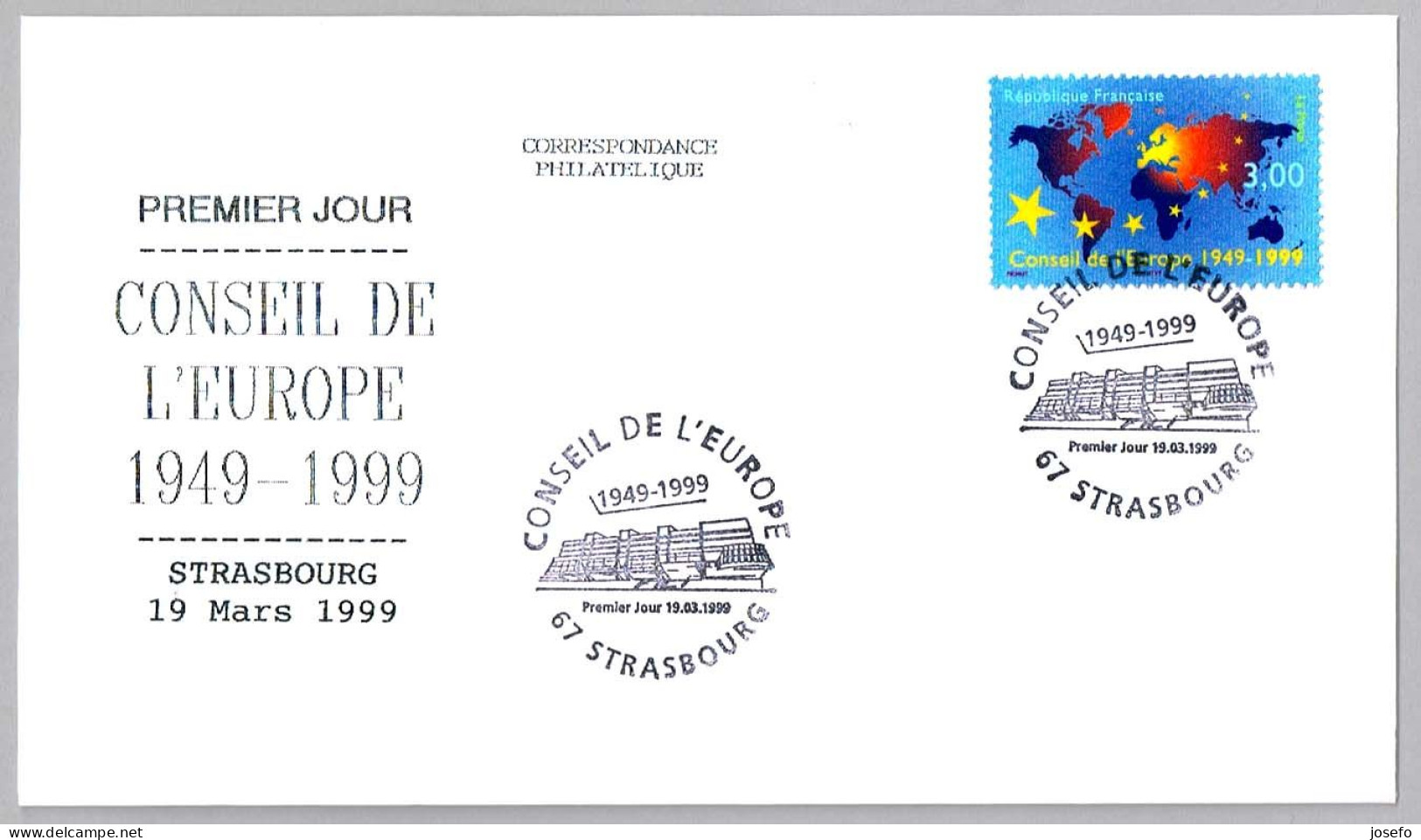 50 Años CONSEJO DE EUROPA - COUNCIL OF EUROPE 50 Years. FDC Strasbourg 1999 - EU-Organe