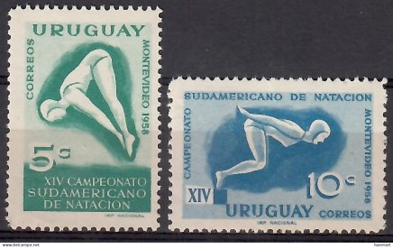 Uruguay 1958 Mi 810-811 MNH  (ZS3 URG810-811) - Swimming