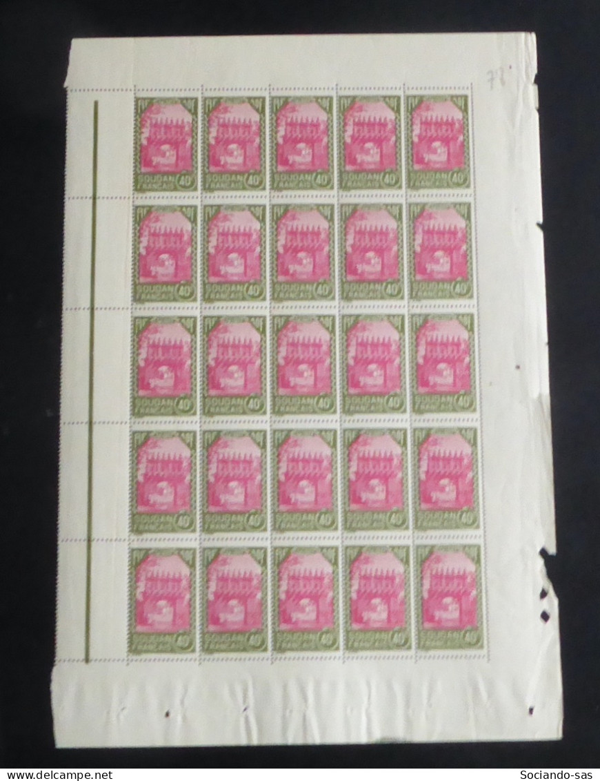 SOUDAN - 1943-44 - N°YT. 131 - Laitière Peulh 10c Olive Et Rose - Bloc De 25 Bord De Feuille - Neuf Luxe ** / MNH - Unused Stamps