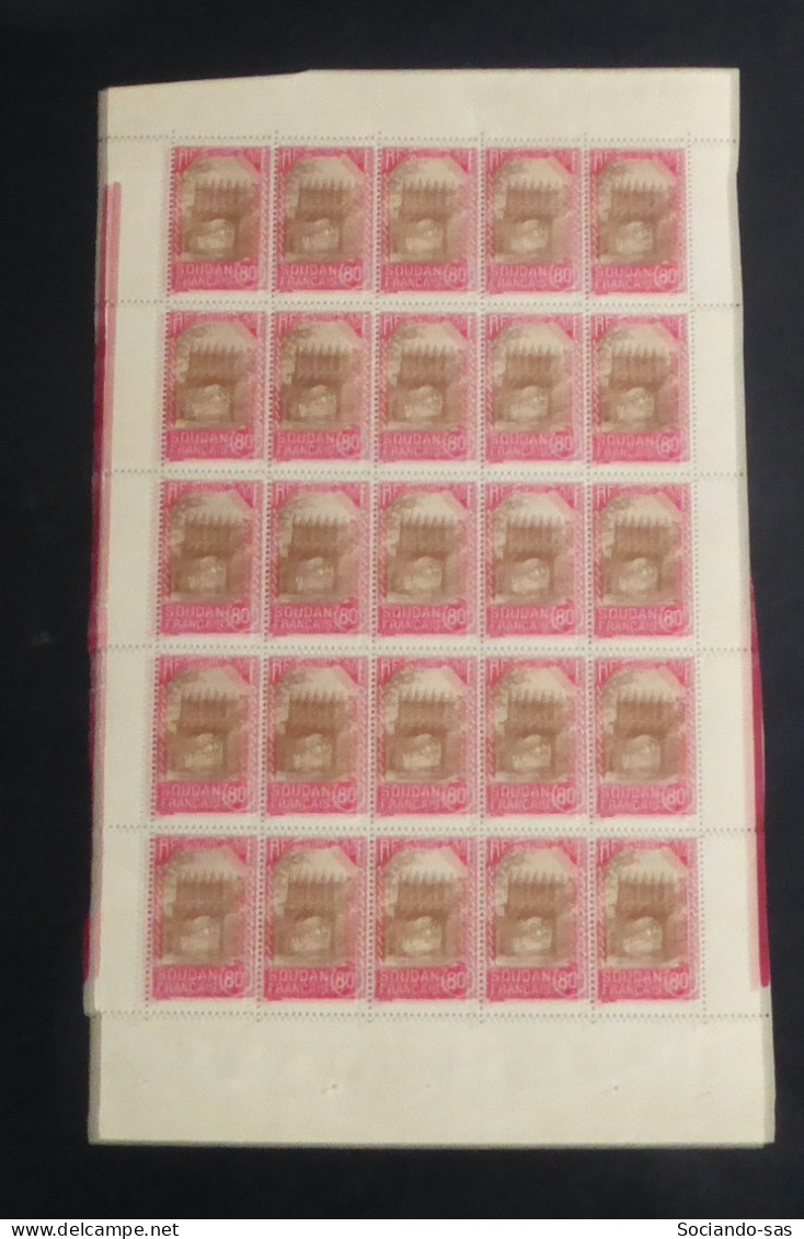 SOUDAN - 1931-38 - N°YT. 76 - Djenné 80c Rouge Et Brun - Bloc De 25 Bord De Feuille - Neuf Luxe ** / MNH - Ongebruikt