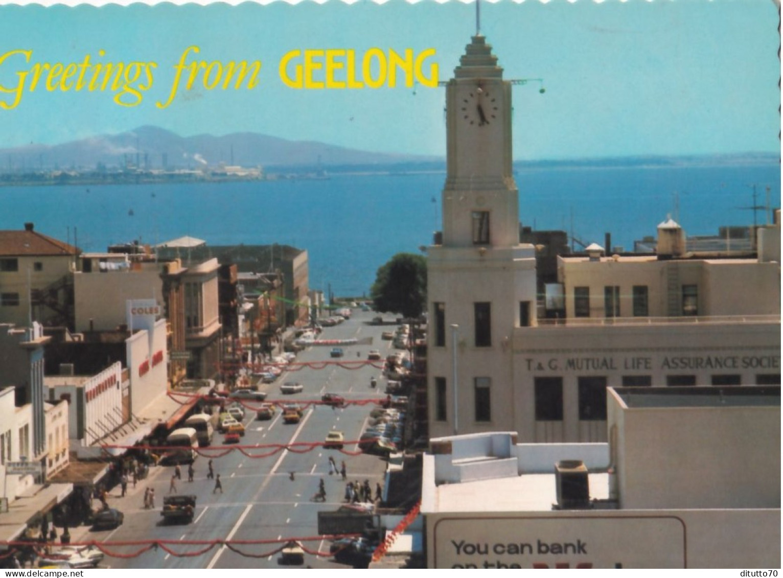 Greeting From Geelong - Victoria Overiooking Moorabool Street To Corio Bay And The You Yangs - Formato Grande Viaggiata - Geelong