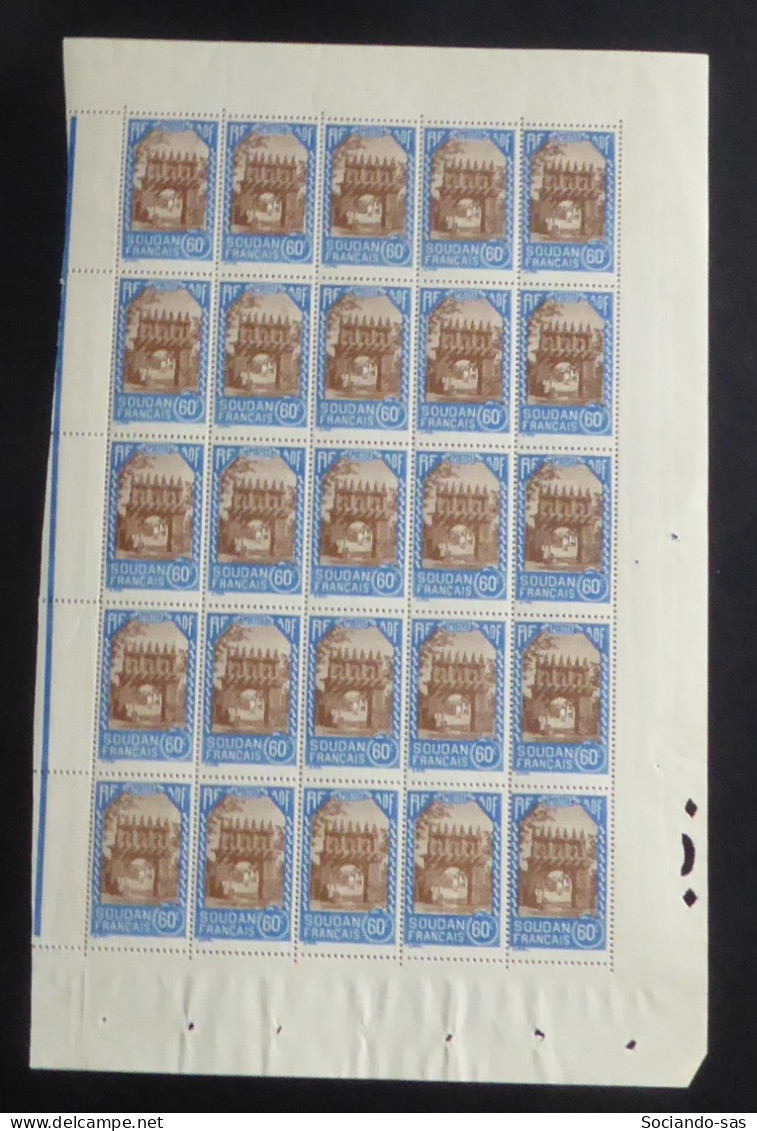 SOUDAN - 1939-40 - N°YT. 113 - Djenné 60c Bleu Et Brun - Bloc De 25 Bord De Feuille - Neuf Luxe ** / MNH - Neufs