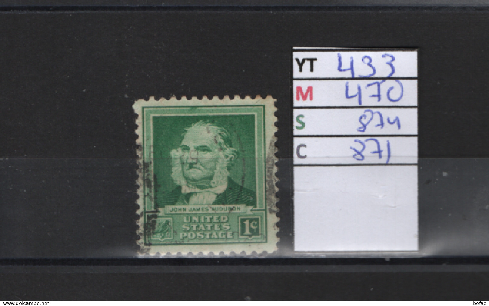 PRIX FIXE Obl 433 YT 470 MIC 874 SCOT 871 GIB  J. J. Audubon 1940 Etats Unis 58A/02 - Used Stamps