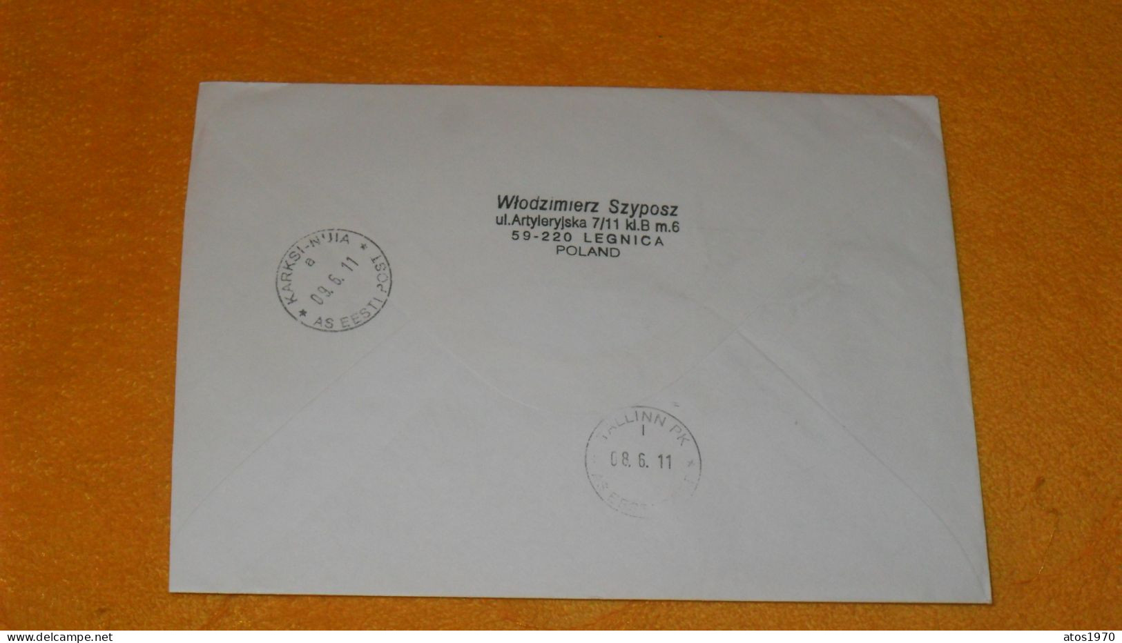 ENVELOPPE DE 2011../ CACHETS LEGNICA POLOGNE POURV ESTONIE + TIMBRES X4 - Covers & Documents