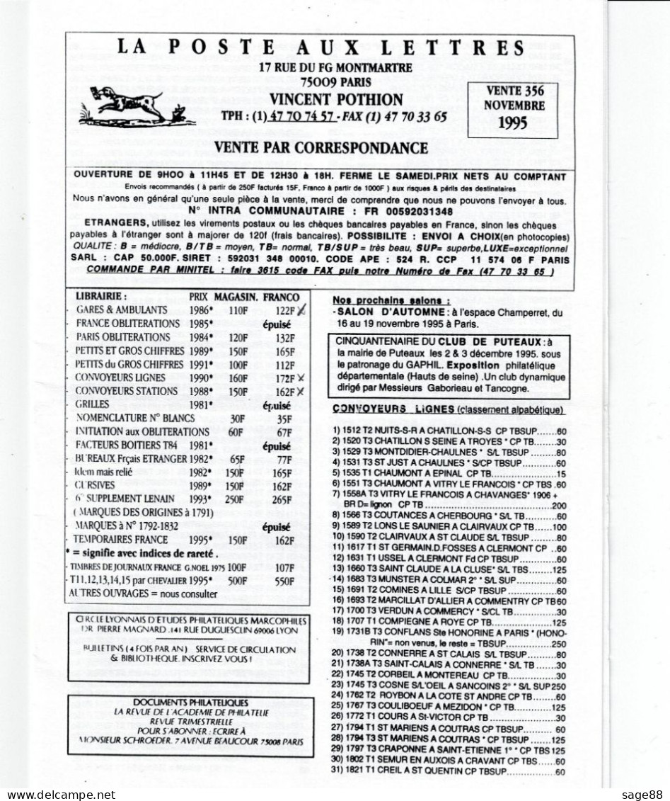 Lot De 112 Fascicules De La Poste Aux Lettres De POTHION. Seule Proposition Sur Delcampe. Lot Rare - Cancellations