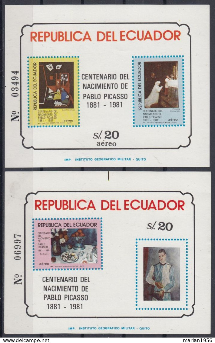 Ecuador - Peinture - PABLO PICASSO - 2 BF - MNH - Picasso