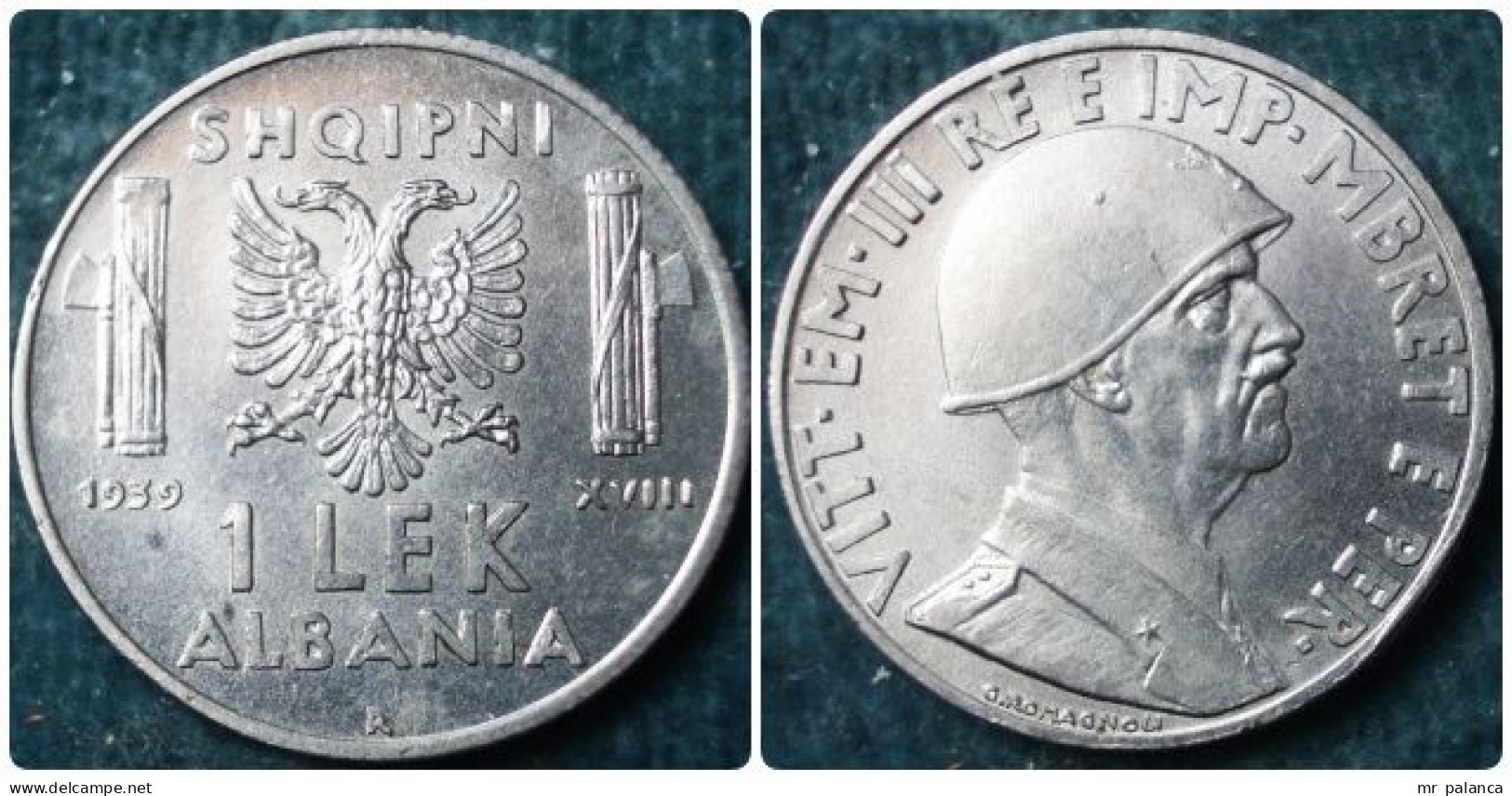 M_p> Regno Vitt Eman III° Colonia D'Albania 1 Lek 1939 XVIII Magnetico , Moneta NON COMUNE - Albanië