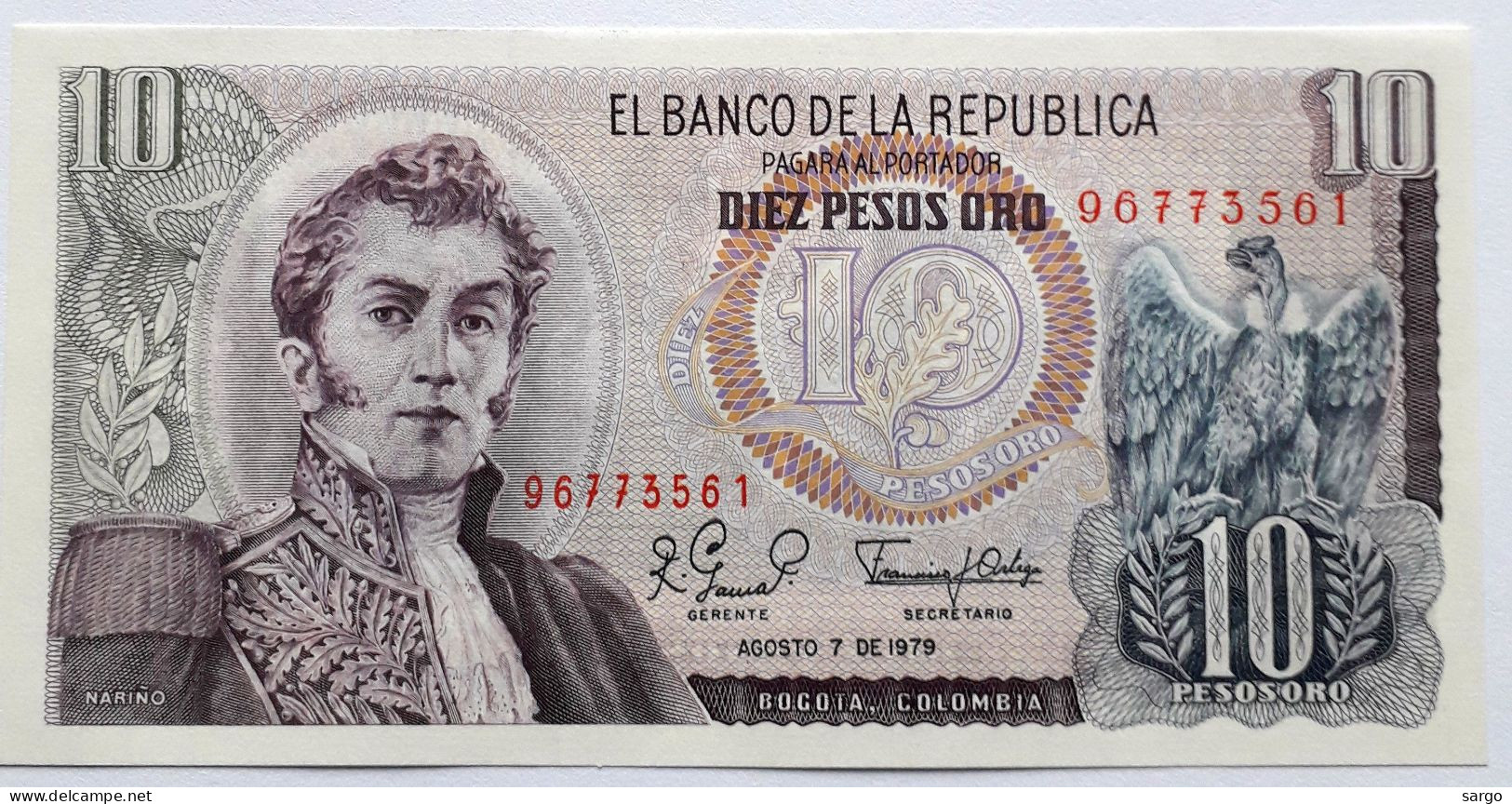 COLOMBIA - 10 PESOS ORO - P 407 G (1979) - UNCIRC - BANKNOTES - PAPER MONEY - CARTAMONETA - - Colombie