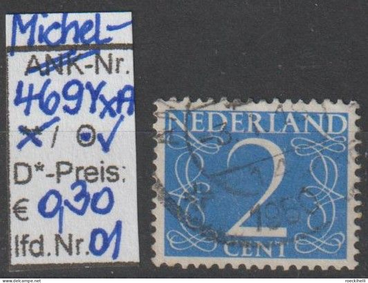 1946 - NIEDERLANDE - FM/DM "Ziffern-Zeichnung" 2 C Blau - O Gestempelt - S. Scan (469YxAo 01-26 Nl) - Gebruikt