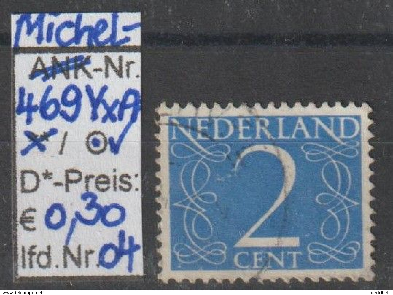 1946 - NIEDERLANDE - FM/DM "Ziffern-Zeichnung" 2 C Blau - O Gestempelt - S. Scan (469YxAo 01-26 Nl) - Gebruikt