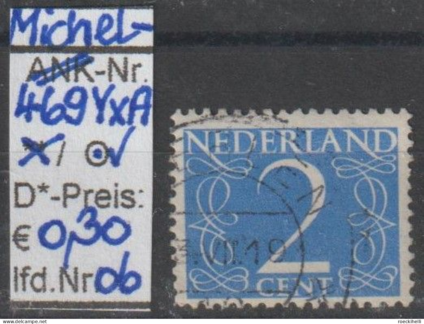 1946 - NIEDERLANDE - FM/DM "Ziffern-Zeichnung" 2 C blau - o gestempelt - s. Scan (469YxAo 01-26 nl)