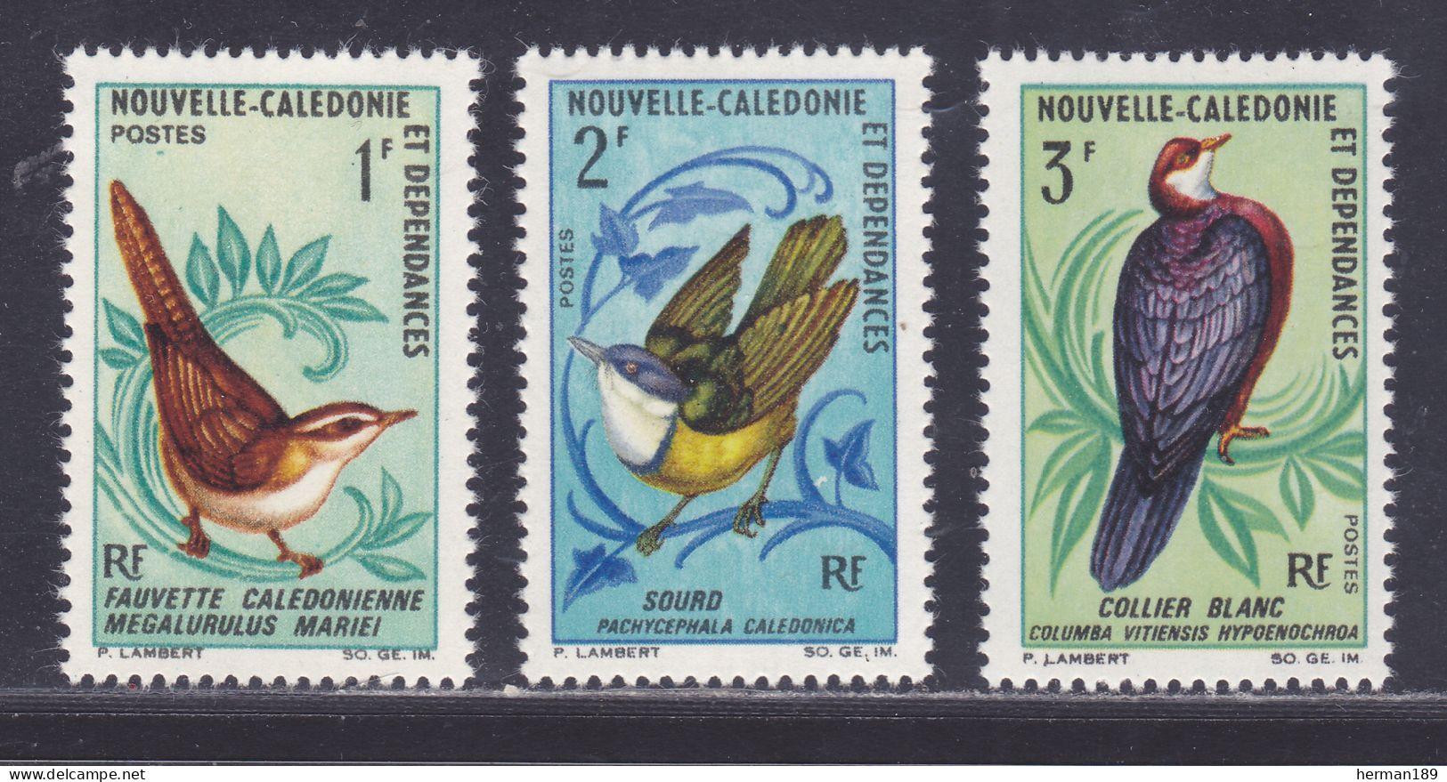 NOUVELLE CALEDONIE N°  345 à 347 ** MNH Neufs Sans Charnière, TB (D6498) Oiseaux - 1967-68 - Neufs