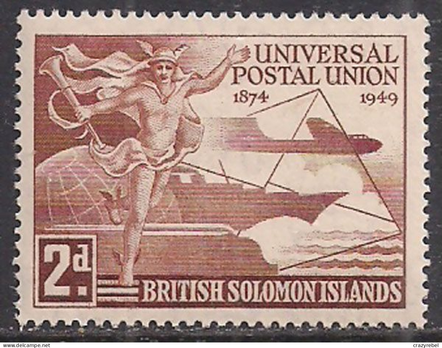 British Solomon Islands 1949 KGV1 2d UPU MNH SG 77 ( G1019 ) - British Solomon Islands (...-1978)