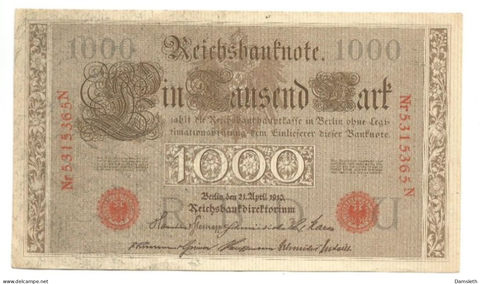 Germany Deutschland 1910 Reichsbanknote 1000 Mark - Sonstige – Europa
