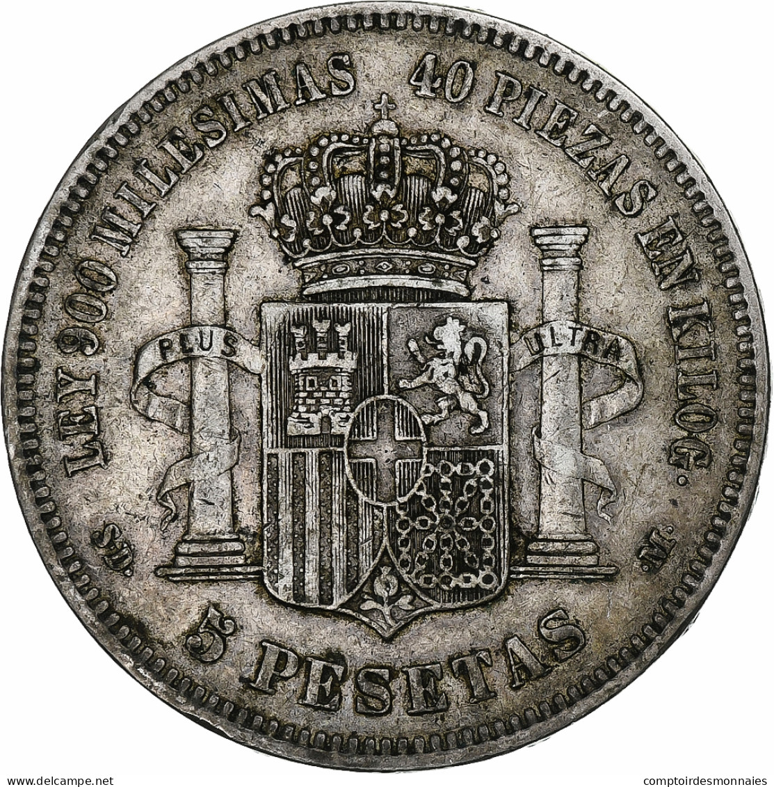 Espagne, Amadeao I, 5 Pesetas, 1871, Madrid, Argent, TTB, KM:666 - Erstausgaben