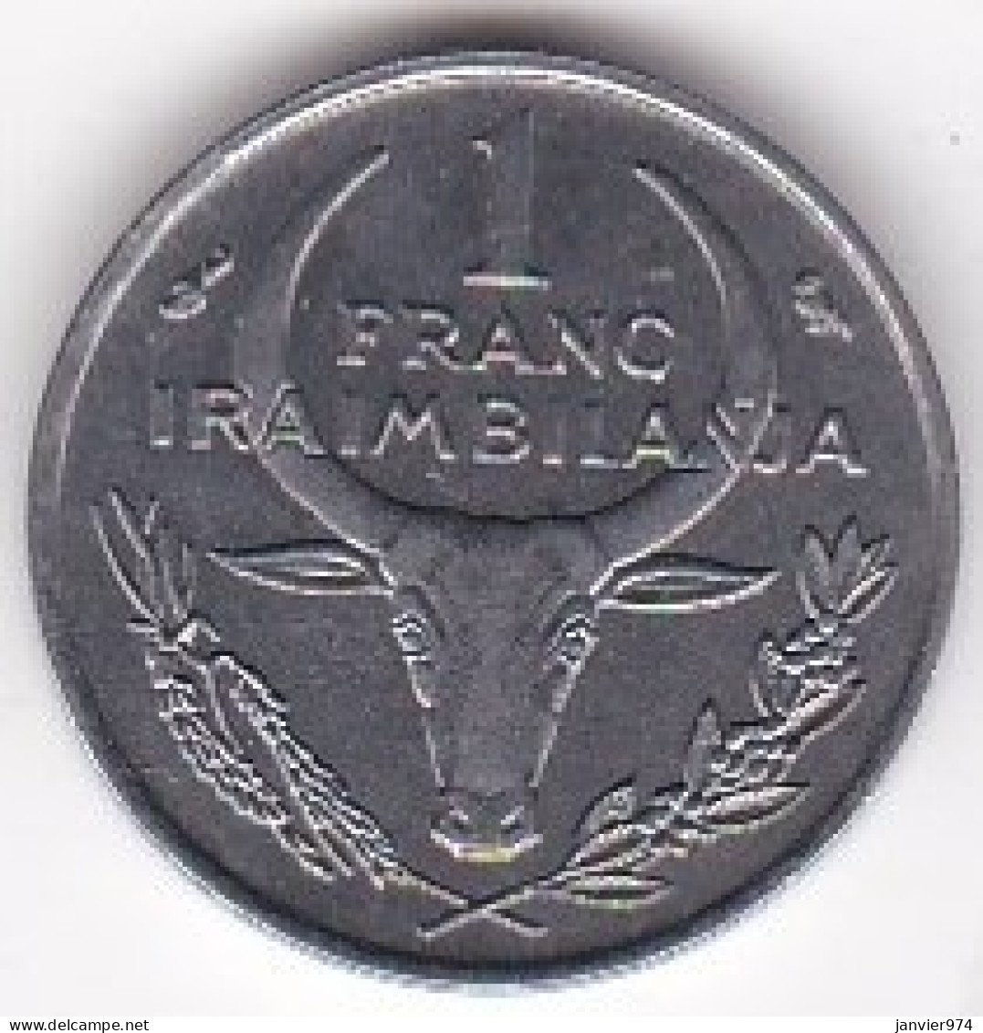 Madagascar 1 Franc 1966. Buffle / Fleur, En Acier Inoxydable, KM# 8 - Madagascar