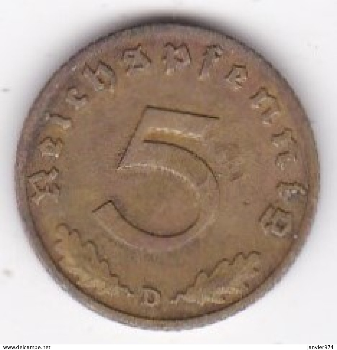 5 Reichspfennig 1938 D MUNICH. Bronze-aluminium.  - 5 Reichspfennig