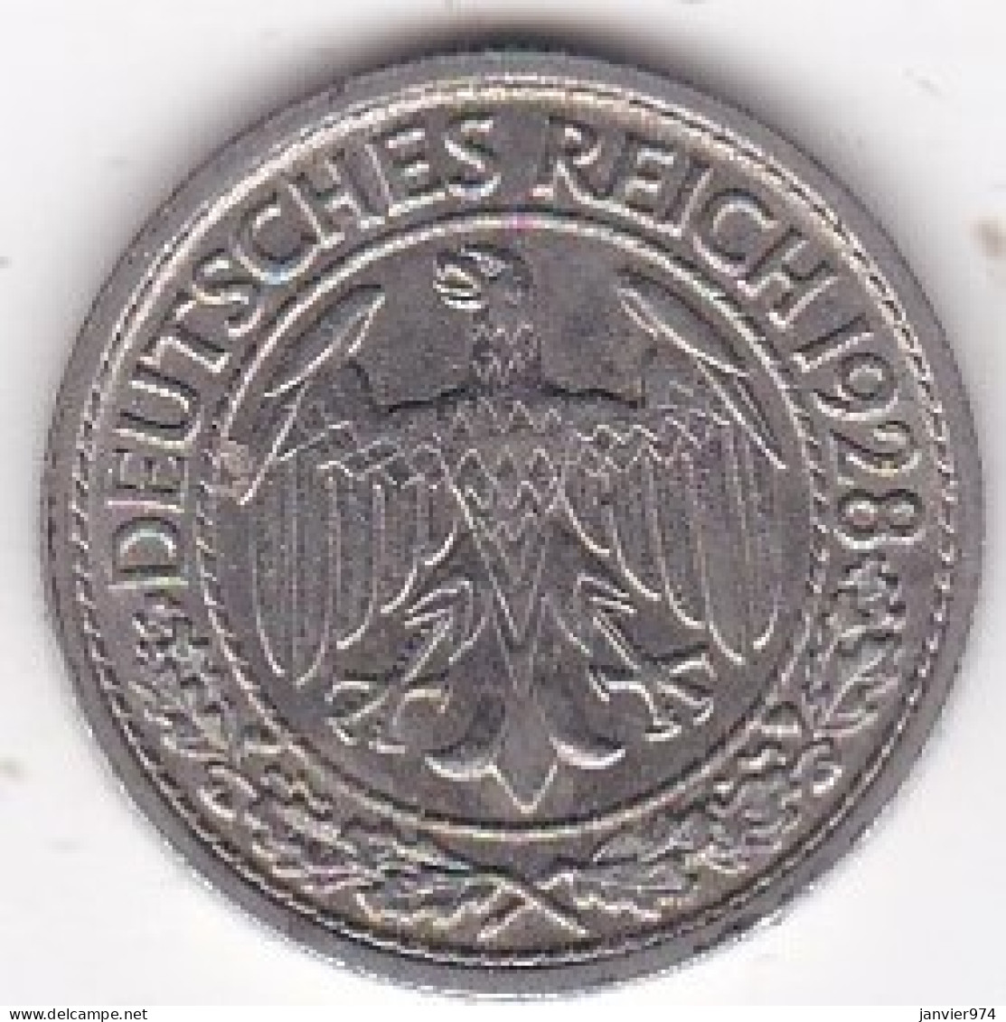 50 Reichspfennig 1928 F Stuttgart, En Nickel, KM# 49 - 50 Rentenpfennig & 50 Reichspfennig