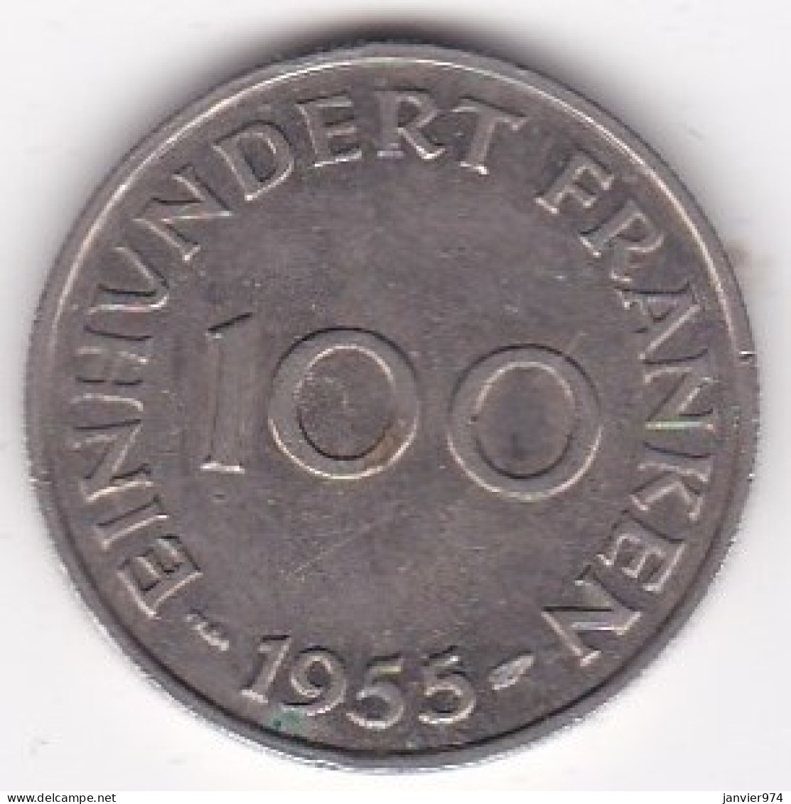 Sarre, Protectorat Français , 100 Franken 1955, Cupronickel , KM# 4 - 100 Franken