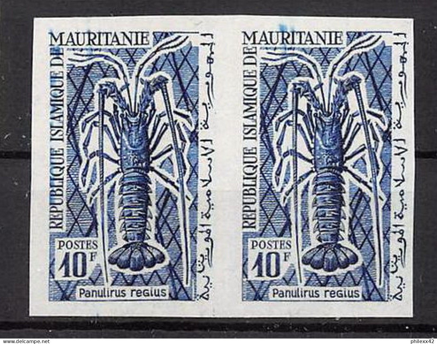 94021a Y&t N°181 Palinurus Regius Langouste Lobster 1964 Mauritanie Essai Proof Non Dentelé Imperf Paire ** MNH  - Crustaceans