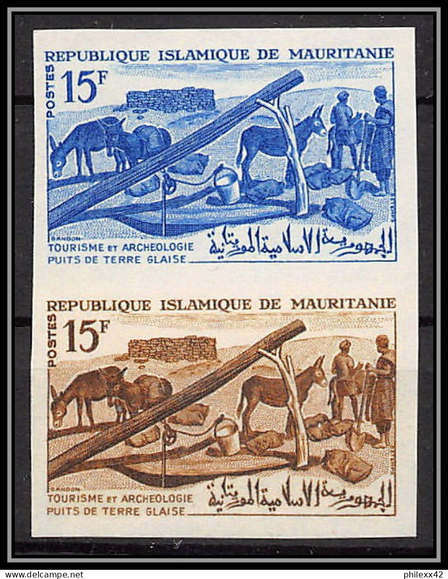 94025 Y&t N°195 Tourisme Puit De Terre Glaise 1965 Mauritanie Essai Proof Non Dentelé Imperf ** MNH Tourism Ane Donkey - Autres & Non Classés