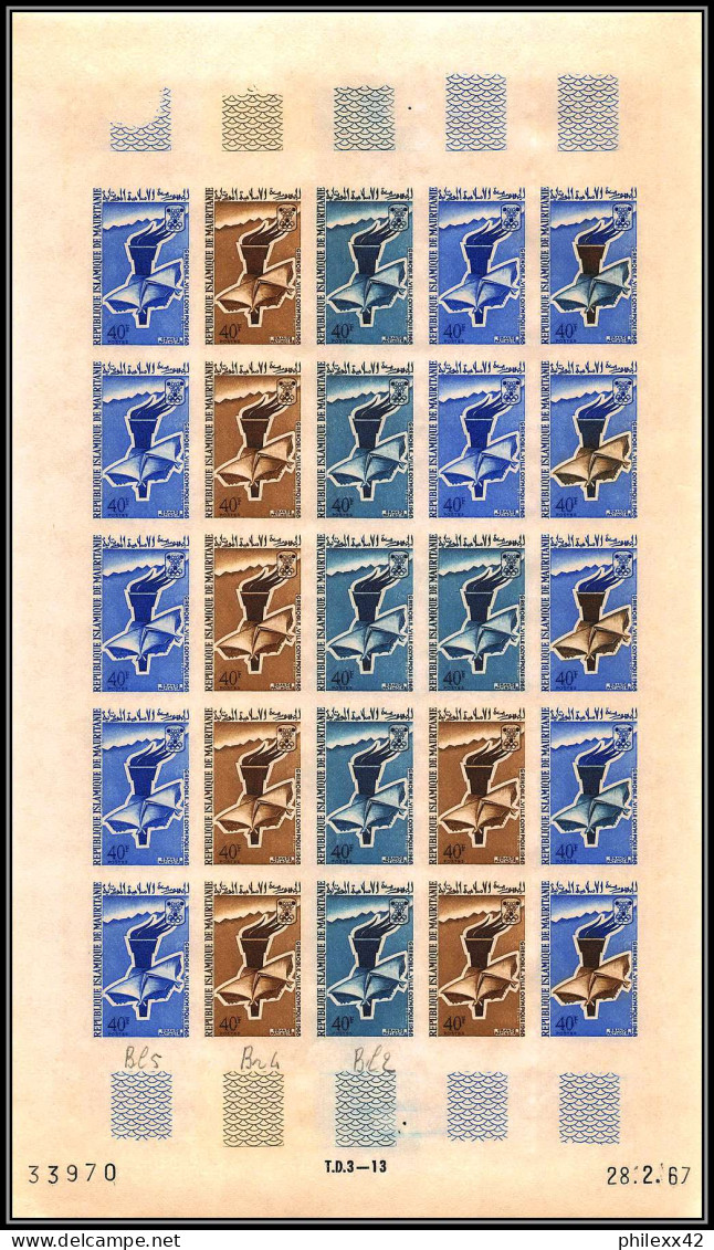 94042 Y&t N°225 Jeux Olympiques Olympics Grenoble 1968 Mauritanie Essai Proof Non Dentelé Imperf Feuille Sheet ** MNH  - Inverno1968: Grenoble