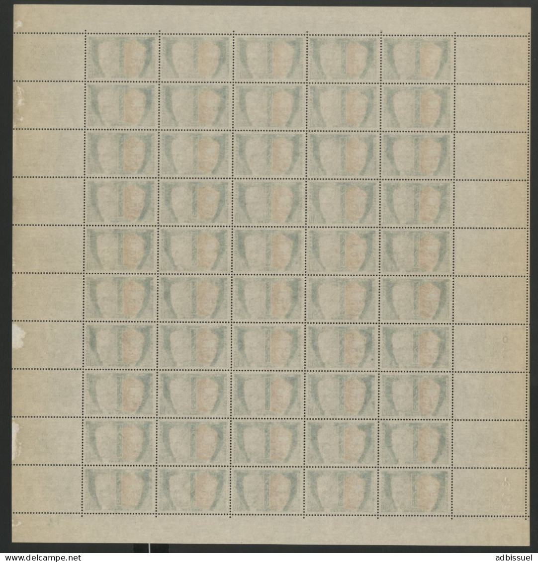 SERVICE N° 25 50 Ct Cote 60 € Feuille De 50 Ex. Neufs ** MNH  Coin Daté 9/11/61 Voir Suite - Full Sheets