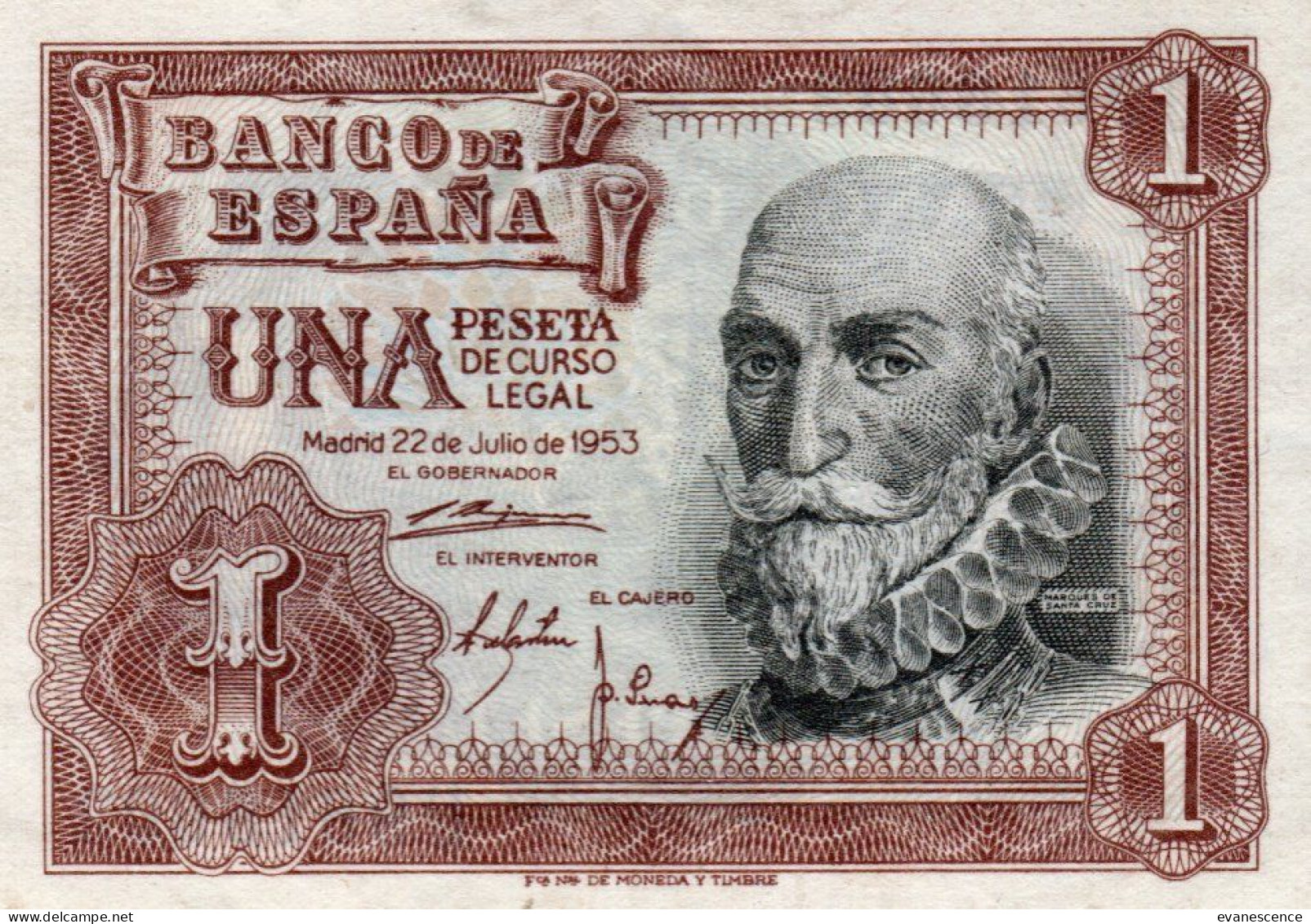 Billet De Una Peseta : Banco De Espana 1953   ///  Réf. Fév. 24 // N° 29.335 - 1-2 Peseten