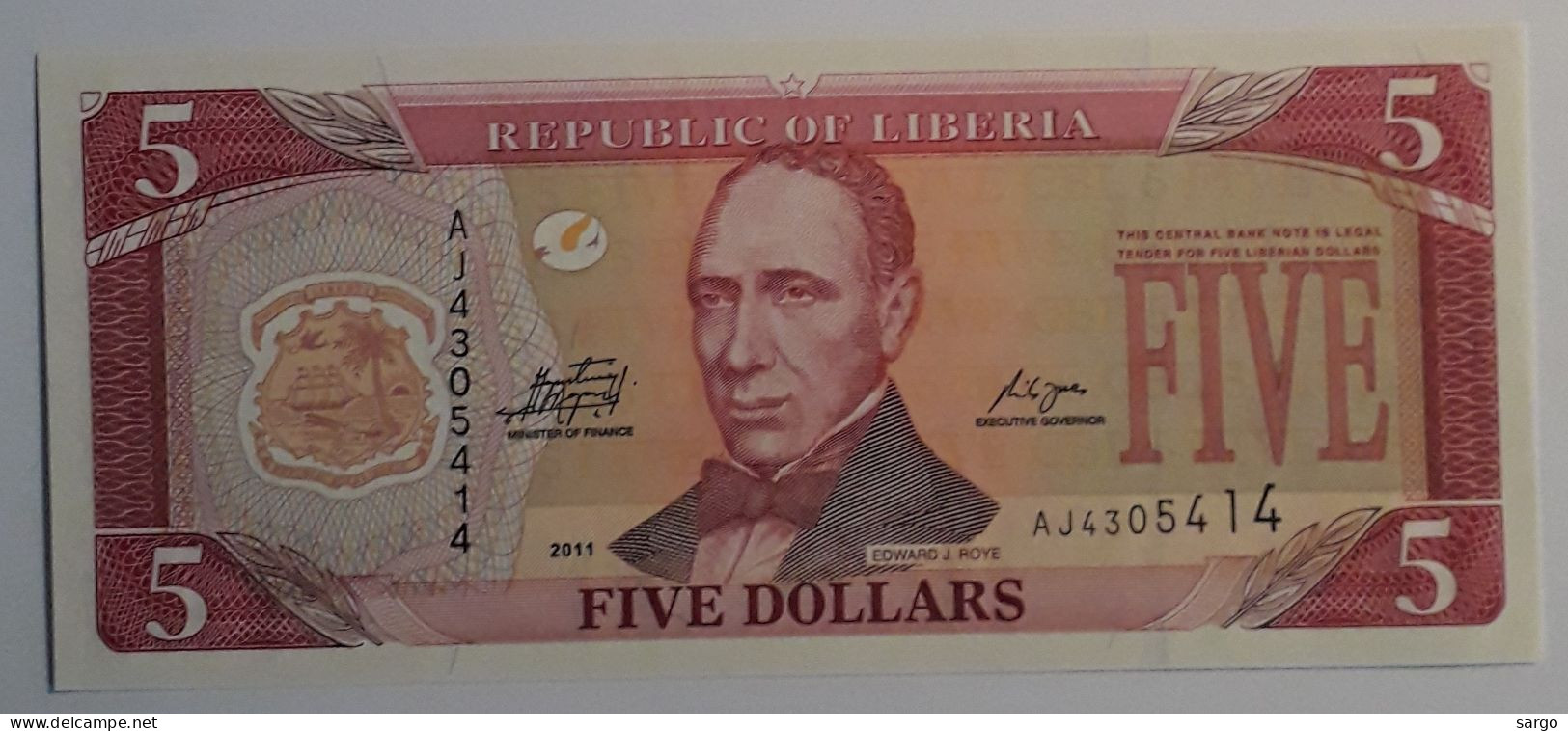 LIBERIA  - 5 DOLLARS - P 26 G (2011) - UNCIRC - BANKNOTES - PAPER MONEY - CARTAMONETA - - Liberia