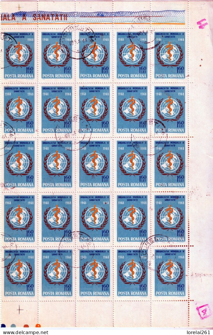 1968 - Organisation Mondiale De La Santé FULL X 25 - Ganze Bögen