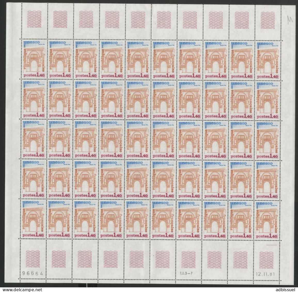 SERVICE N° 68 à 70 Cote 150 € Série De 3 Valeurs En Feuilles De 50 Ex. Neufs ** MNH Voir Suite - Feuilles Complètes