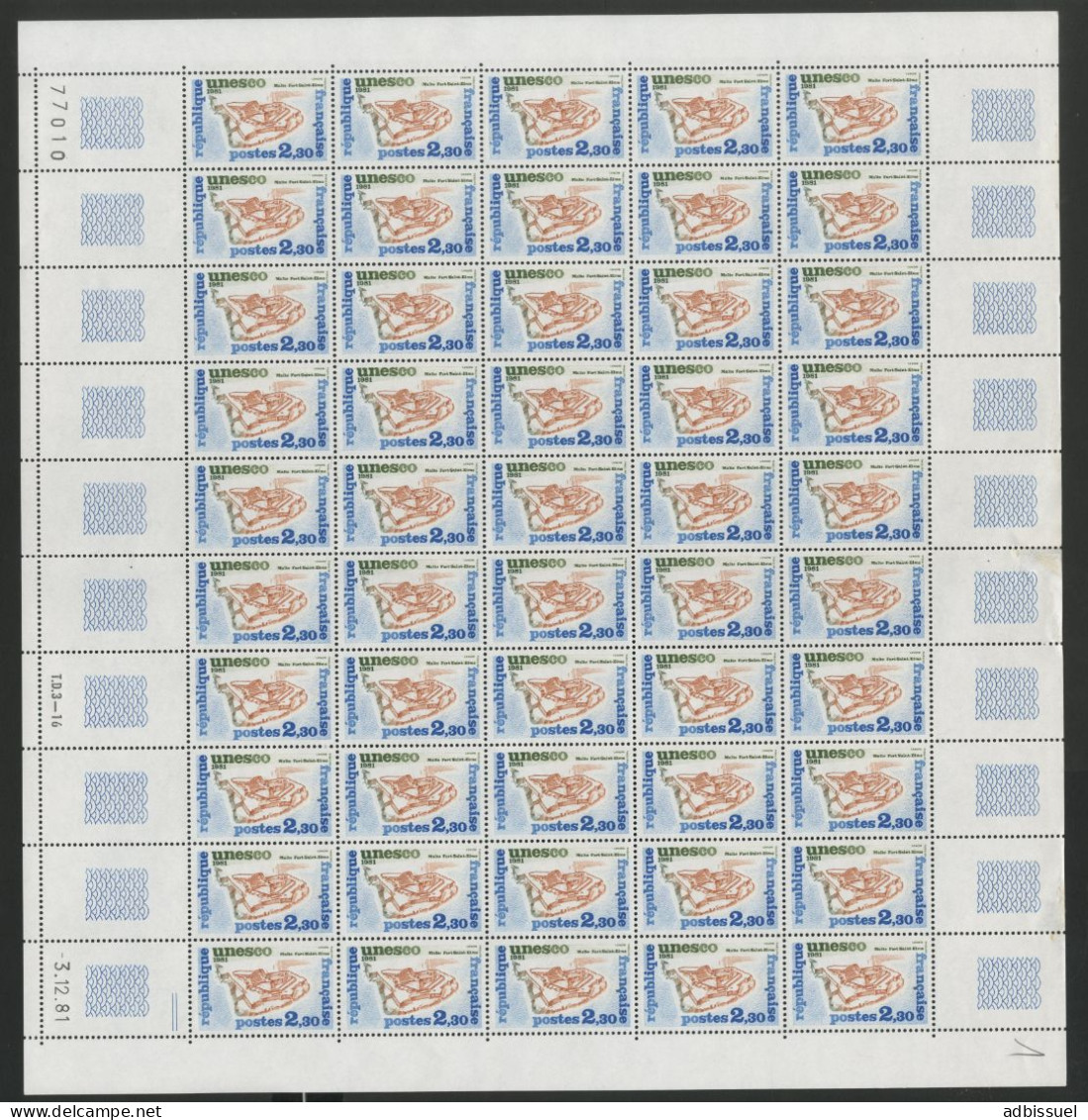 SERVICE N° 68 à 70 Cote 150 € Série De 3 Valeurs En Feuilles De 50 Ex. Neufs ** MNH Voir Suite - Full Sheets