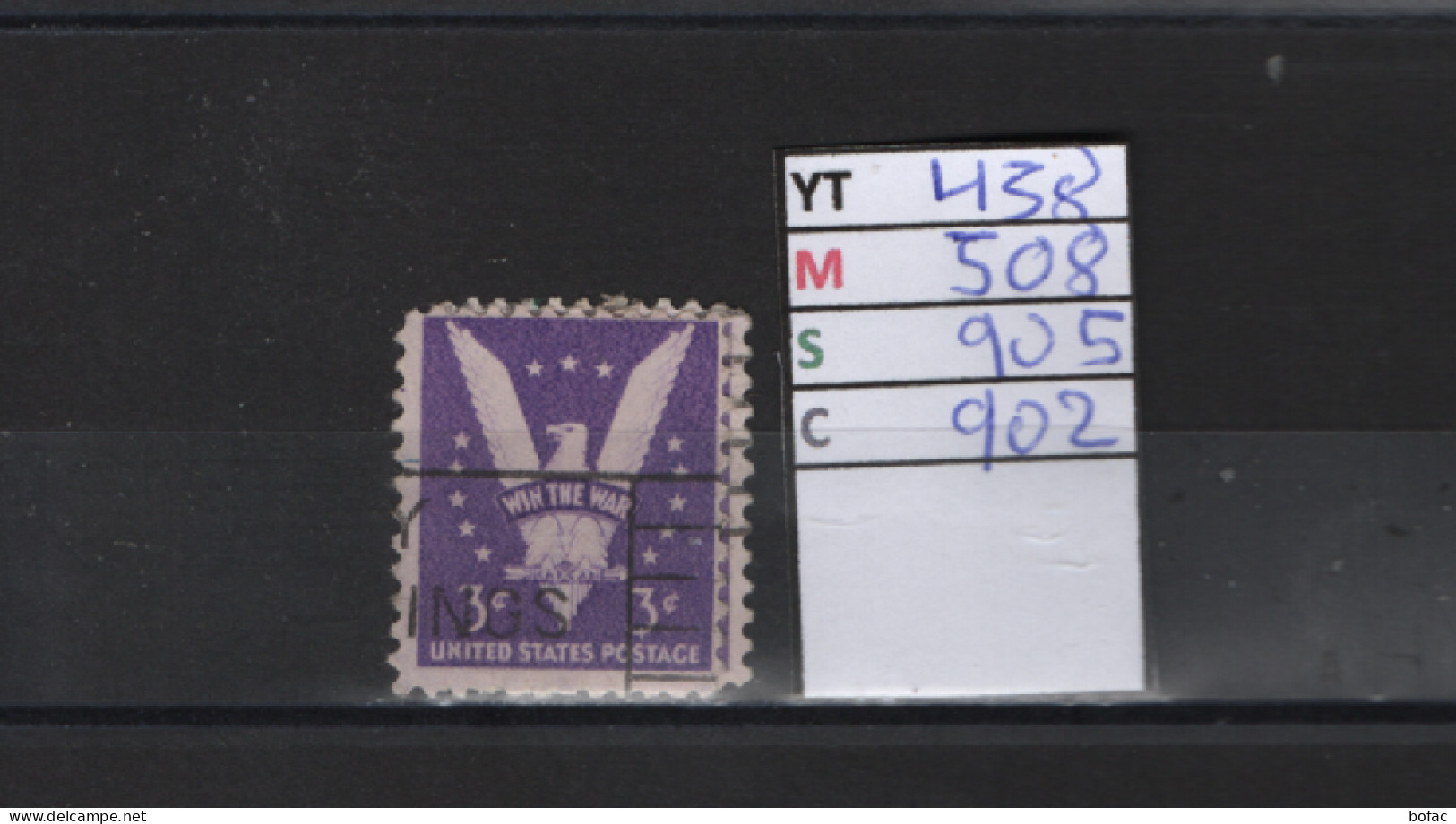 PRIX FIXE Obl 458 YT 510 MIC 904 SCOT 904 GIB Aigle Stylisé 1942 Etats Unis 58A/04 - Used Stamps